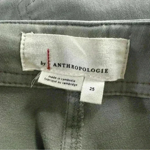 Anthropologie Jefferson Moto Cargo Pants Size 25 Light Olive Green Zipper Detail - Picture 11 of 14